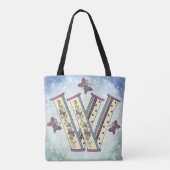 florales Monogramm W Tasche (Rückseite)