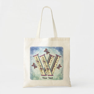 florales Monogramm W Tragetasche