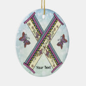 florales Monogramm X Keramik Ornament (Rechts)
