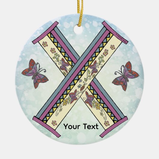 florales Monogramm X Keramik Ornament (Vorne)