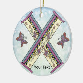 florales Monogramm X Keramik Ornament (Links)