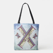 florales Monogramm X Tasche (Rückseite)