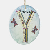 florales Monogramm Y Keramik Ornament (Rechts)