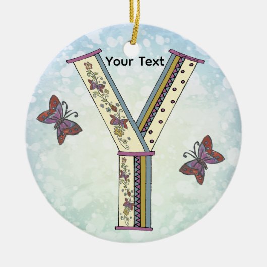 florales Monogramm Y Keramik Ornament (Vorne)