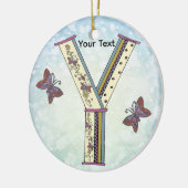 florales Monogramm Y Keramik Ornament (Links)