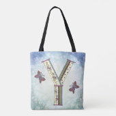 florales Monogramm Y Tasche (Rückseite)