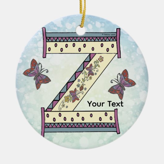 florales Monogramm Z Keramik Ornament (Vorne)
