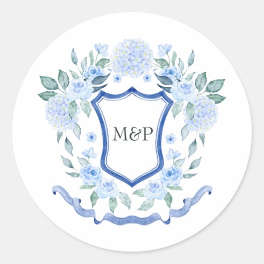 Florales Monogrammwappen Runder Aufkleber (Vorderseite)