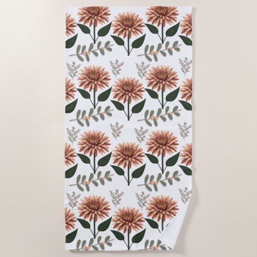 Florales Muster mit Dahlien Strandtuch (Vorderseite)