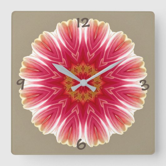 Florales Muster Quadratische Wanduhr (Vorderseite)