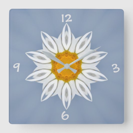 Florales Muster Quadratische Wanduhr (Vorderseite)