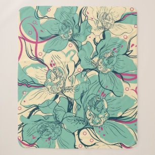 florales nahtloses Muster mit blauen Orchideenmode Sherpadecke