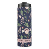 Florales Navy Monogramm Thermosbecher (Vorderseite)