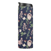 Florales Navy Monogramm Thermosbecher (Nach rechts gedreht)