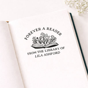 Florales offenes Buch aus der Bibliothek von Exlib Gummistempel