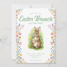 Florales Pastell-Wasserfarben-Hasen-Oster-Brunch