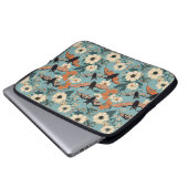 Florales Patchwork Halloween Fledermäuse & Blumen Laptopschutzhülle (Vorne Knopf)