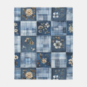 Florales Patchwork-Muster | Boho-Denim Fleecedecke (Vorderseite)