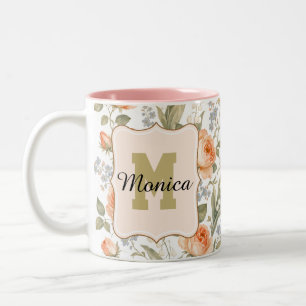 florales personalisiertes Liebeszitat für sich sel Zweifarbige Tasse