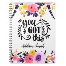 Florales Personalisiertes "You Got This"-Notebook
