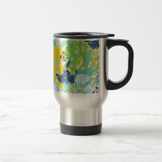 florales Pfau Reisebecher (Rechts)