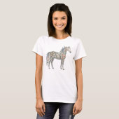 Florales Pferd Dunkle Botanik T-Shirt (Vorne ganz)