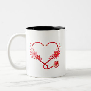 Florales Pflegestethoskop  Zweifarbige Tasse