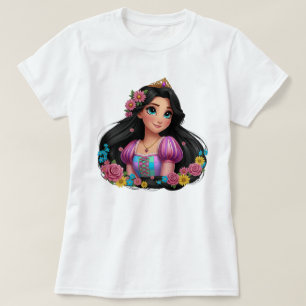 🖤🌸 Florales-Raben-Rapunzel-Damen-T-Shirt T-Shirt