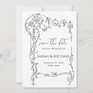 Florales Rahmen Save-the-Date-Hochzeitsankündigung Save The Date
