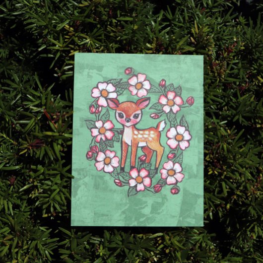 Florales Reh Postkarte