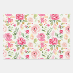 Florales rosa Pfingstrosen-Wrap für Muttertag, Ges Geschenkpapier Set