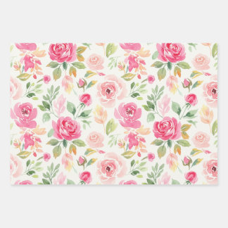 Florales rosa Pfingstrosen-Wrap für Muttertag, Ges Geschenkpapier Set
