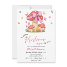 Florales rosa Schleifchen Ein kleiner Pilz Baby Sh