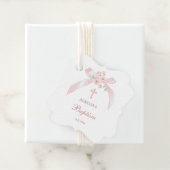 Florales rosa Schleife Taufe Geschenkanhänger (Beispiel)