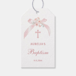 Florales rosa Schleife Taufe Geschenkanhänger