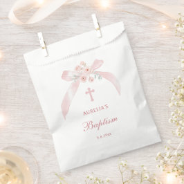 Florales rosa Schleife Taufe Geschenktütchen