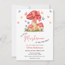 Florales rotes Band Ein kleiner Pilz Baby Shower