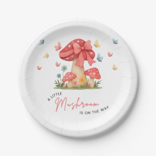 Florales rotes Schleifen-A-Little-Mushroom-Baby-Sh Pappteller