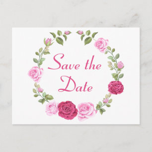 Florales Save the Date Rosa Frühlingshochzeit Postkarte