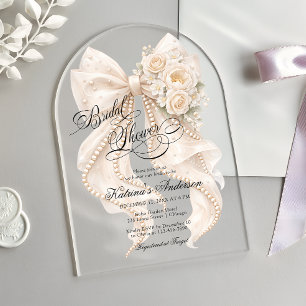 Florales Schleifen Elegantes Brautbad Acryleinladungen