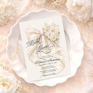 Florales Schleifen-Elegantes Brautdusche-Design Einladung