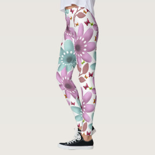 Florales Schmetterlings-Nahtloses Muster   Rosa un Leggings