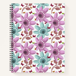 Florales Schmetterlings-Nahtloses Muster Rosa un Notizblock