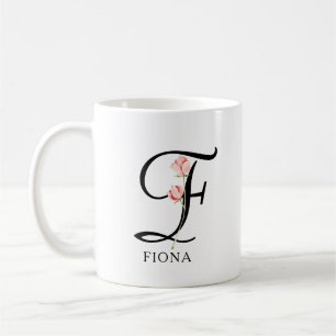 Florales Schriftmonogramm personalisierte Brautjun Kaffeetasse