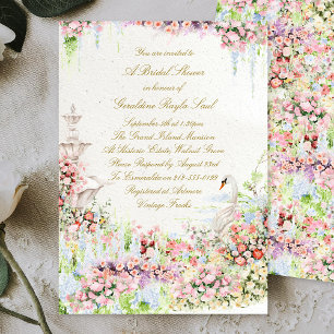 florales Schwan-Chic-Calligraphy-Brautjungferparty Einladung