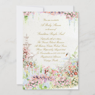 florales Schwan-Chic-Kalligrafie-Baby-Shower Einladung