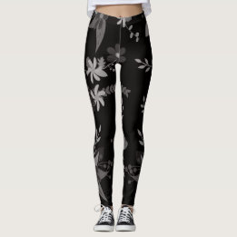 florales Schwarz Leggings