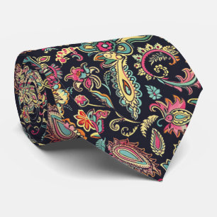 Florales Schwarz Paisley Krawatte