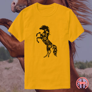 Florales Schwarzes Arabisches Pferd T-Shirt