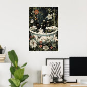 Florales schwarzes Papillon-Badezimmer-Print, bota Poster (Heimbüro)